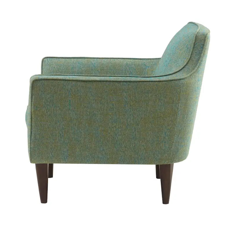 Mid-Century Modern Low-Back Accent Chair with Flared Arms & Tapered Legs — Sea Foam