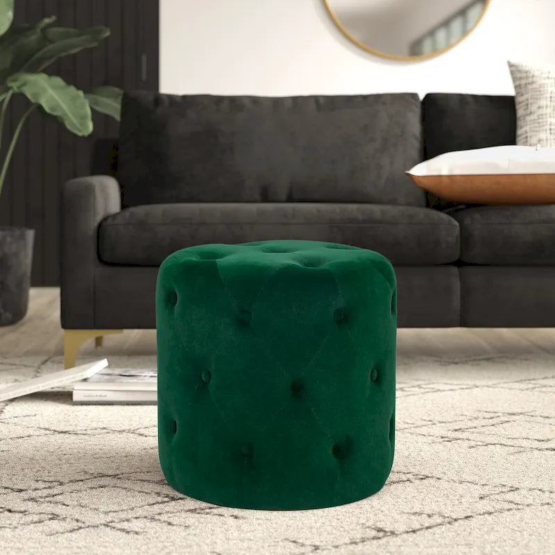 Tufted Round Upholstered Ottoman & Footstool