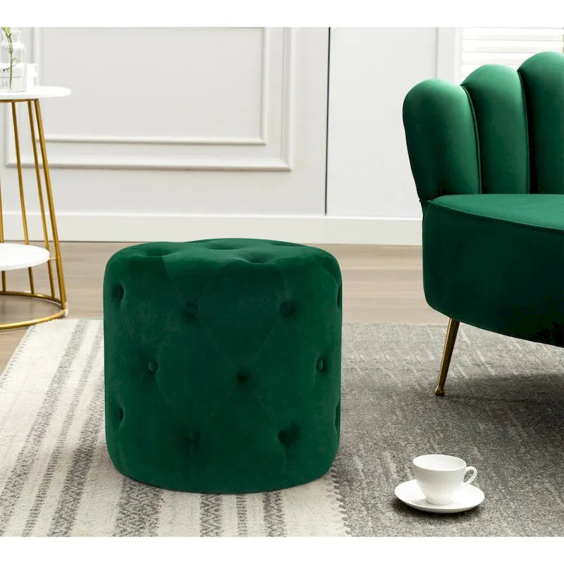 Tufted Round Upholstered Ottoman & Footstool