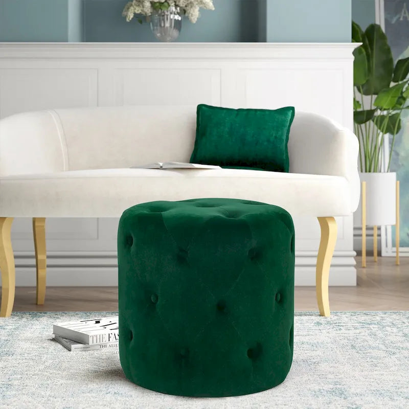 Tufted Round Upholstered Ottoman & Footstool