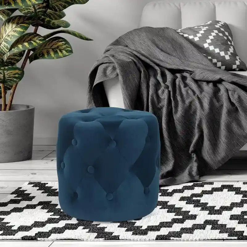 Tufted Round Upholstered Ottoman & Footstool
