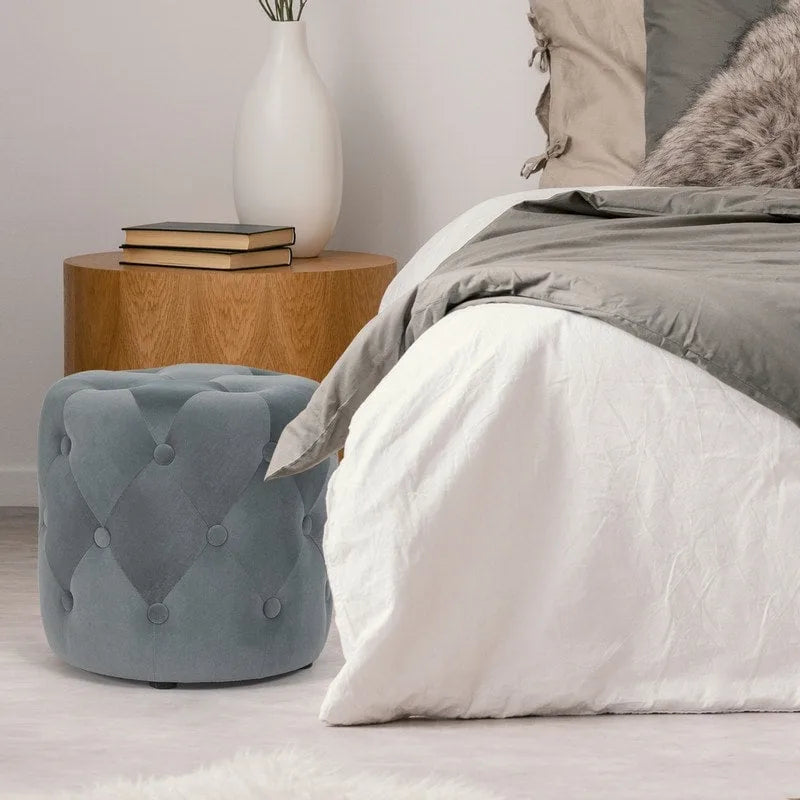 Tufted Round Upholstered Ottoman & Footstool
