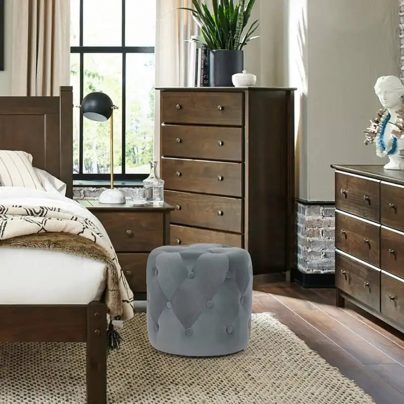Tufted Round Upholstered Ottoman & Footstool
