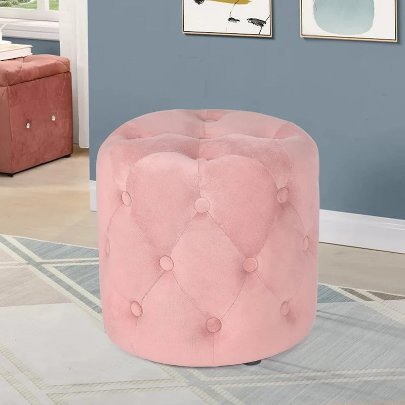Tufted Round Upholstered Ottoman & Footstool