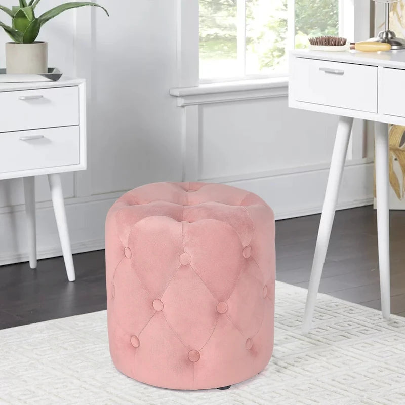 Tufted Round Upholstered Ottoman & Footstool