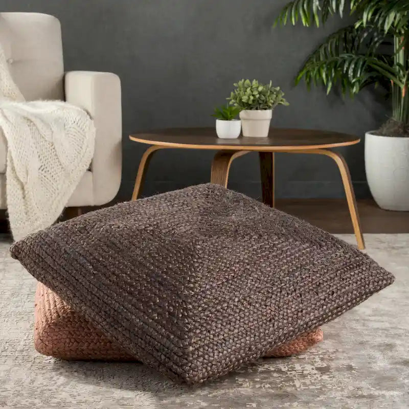 Braided Jute Pouf Floor Cushion with Bean Filling