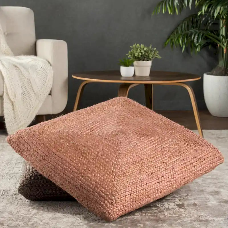 Braided Jute Pouf Floor Cushion with Bean Filling