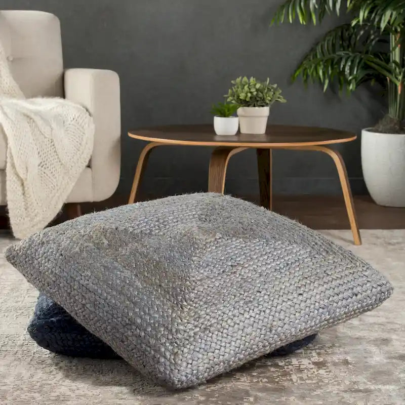 Braided Jute Pouf Floor Cushion with Bean Filling