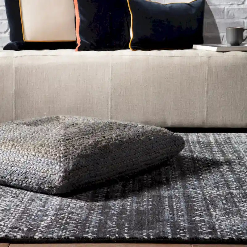 Braided Jute Pouf Floor Cushion with Bean Filling