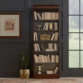 84-Inch Tall Executive Bookcase with Adjustable Shelves & Cognac Wood Finish