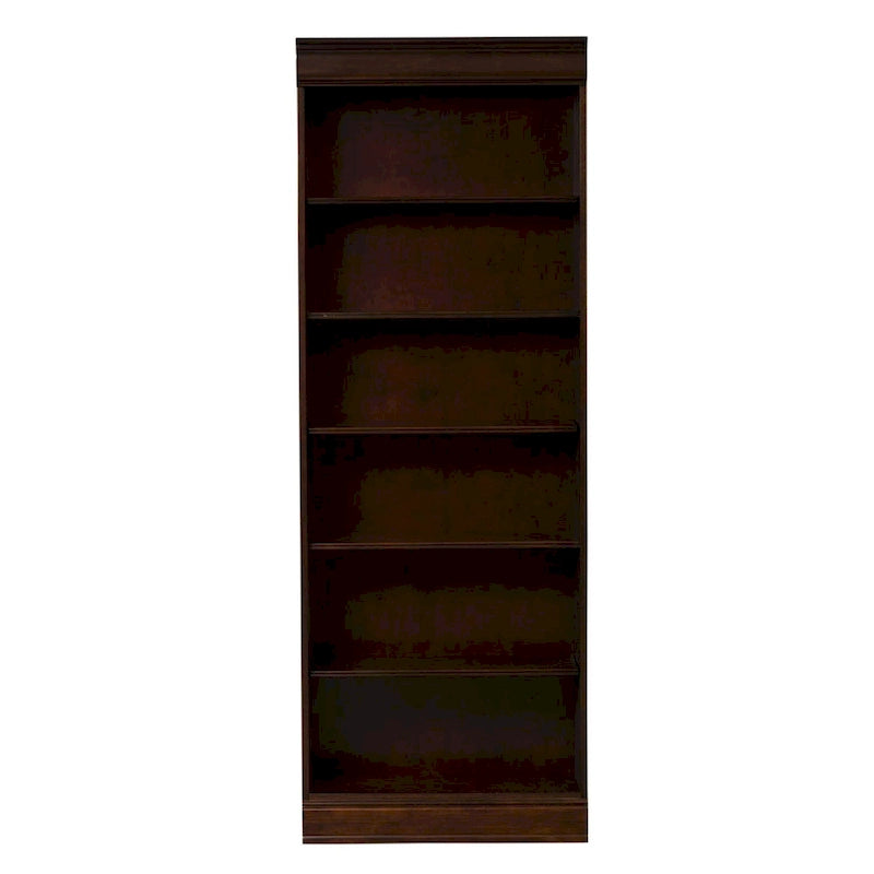 84-Inch Tall Executive Bookcase with Adjustable Shelves & Cognac Wood Finish