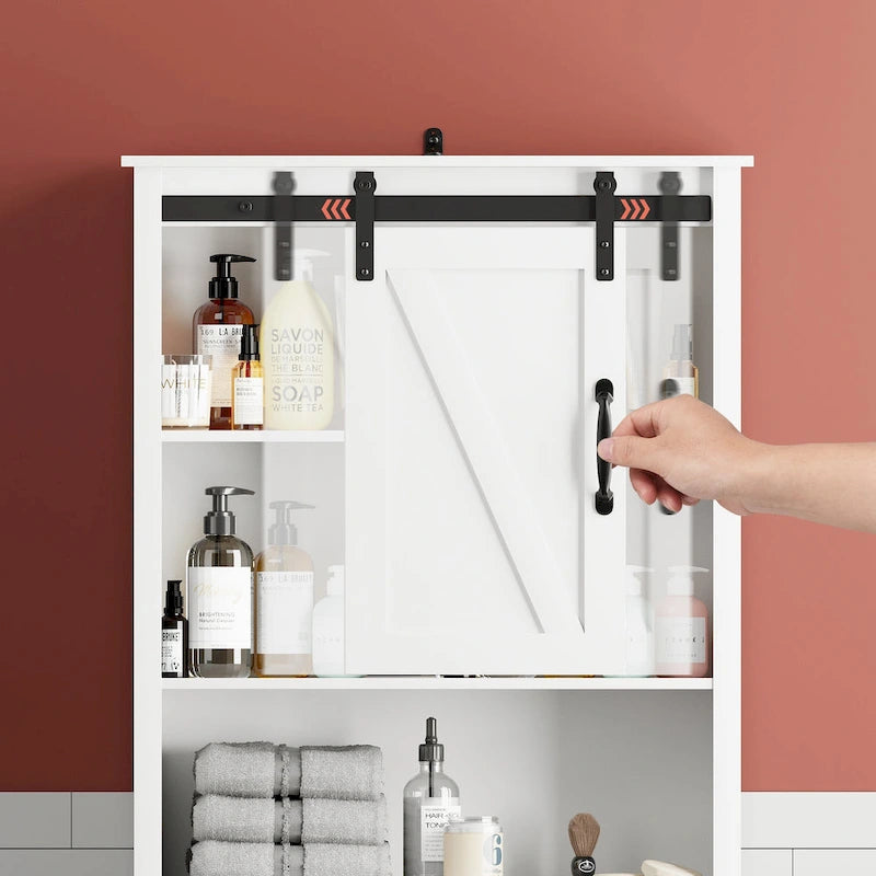 Over-the-Toilet Storage Cabinet with Sliding Door and Adjustable Shelves