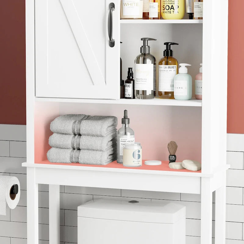 Over-the-Toilet Storage Cabinet with Sliding Door and Adjustable Shelves