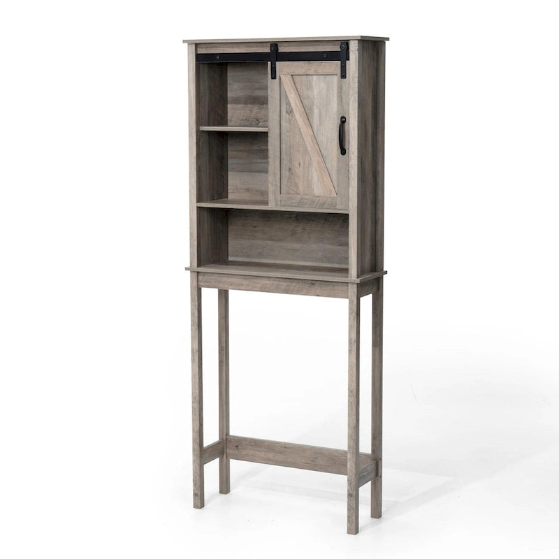 Over-the-Toilet Storage Cabinet with Sliding Door and Adjustable Shelves