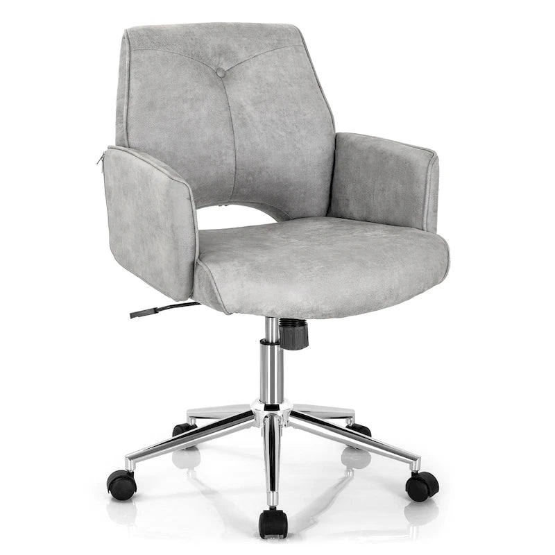 Mid-Back Tufted Faux Leather Office Chair with Adjustable Height