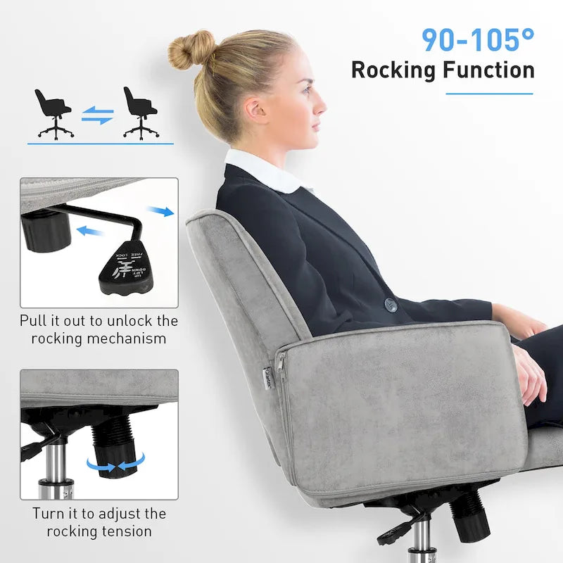 Mid-Back Tufted Faux Leather Office Chair with Adjustable Height