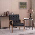 Retro Modern Slipper Chair with Solid Wood Frame & PU Leather