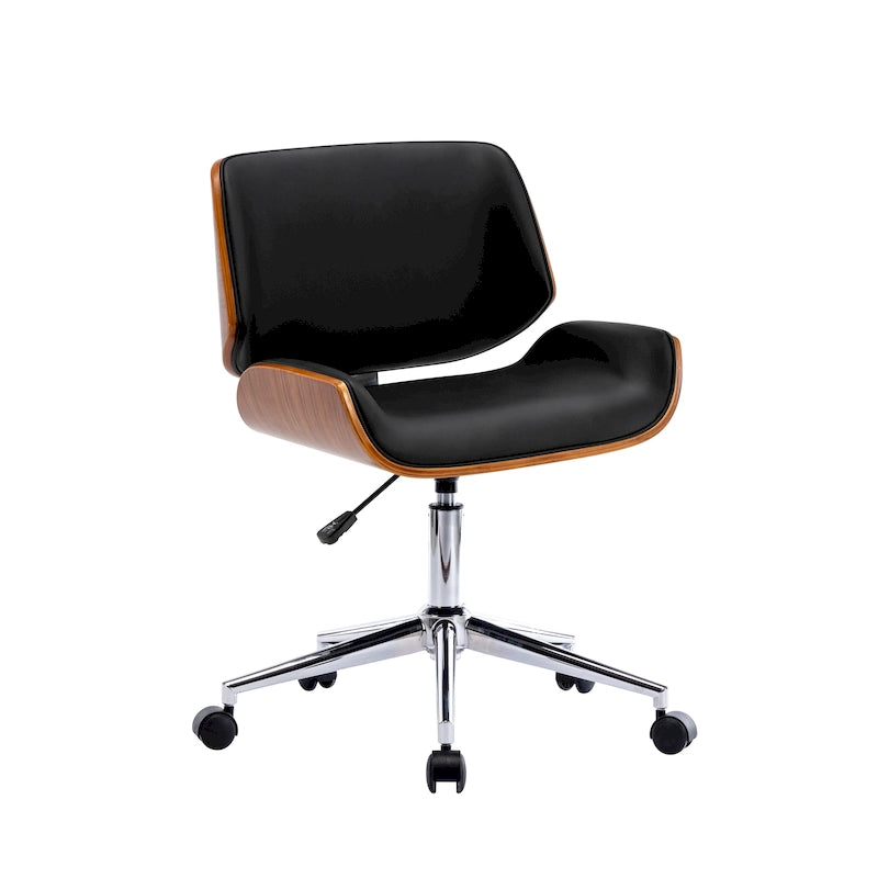 Mid-Century Faux Leather Office Chair with Adjustable Height and Swivel Base