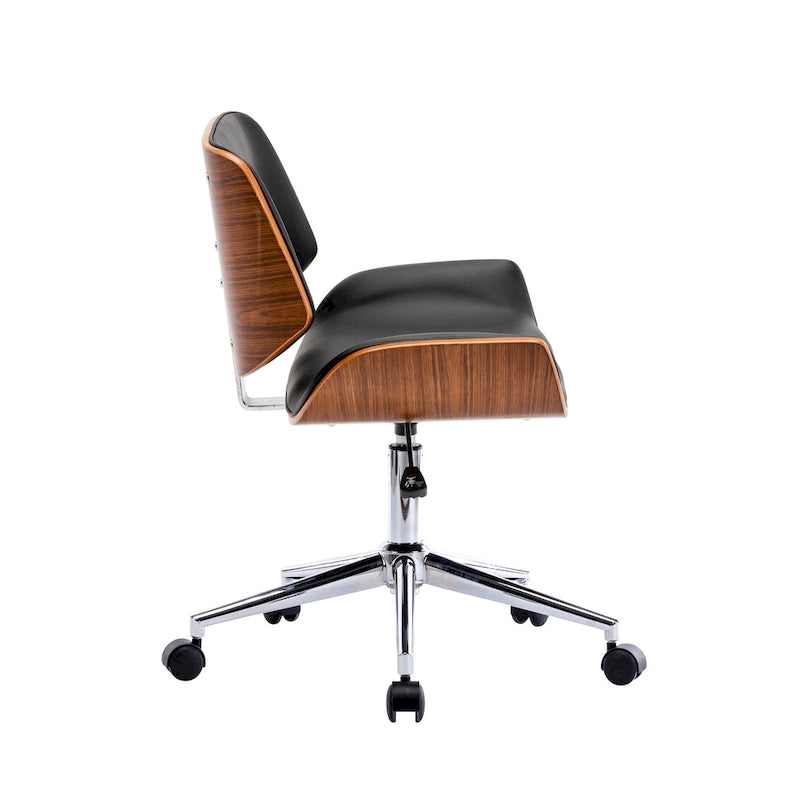 Mid-Century Faux Leather Office Chair with Adjustable Height and Swivel Base