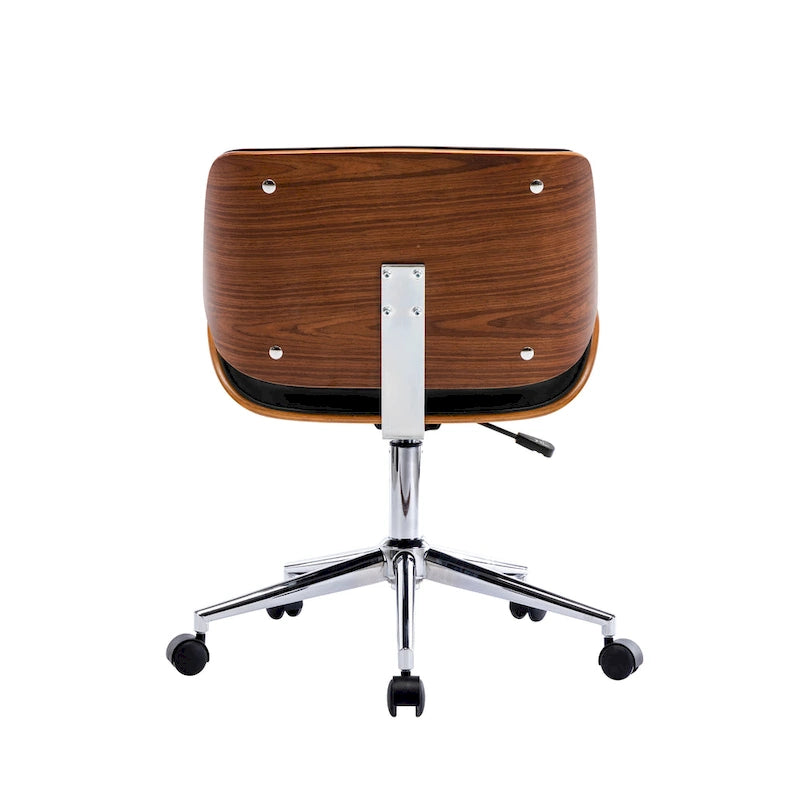 Mid-Century Faux Leather Office Chair with Adjustable Height and Swivel Base