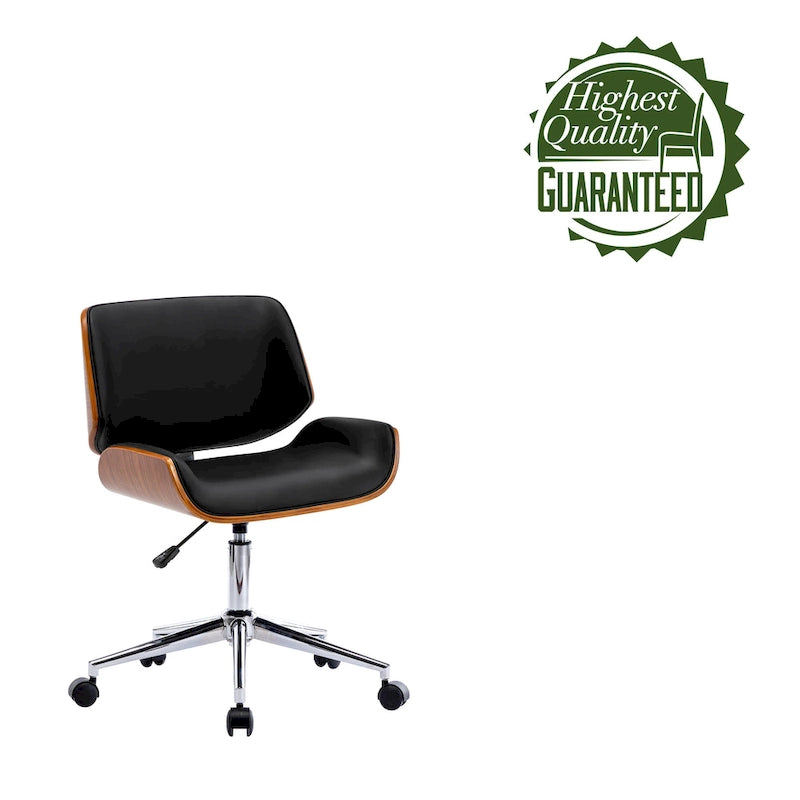 Mid-Century Faux Leather Office Chair with Adjustable Height and Swivel Base