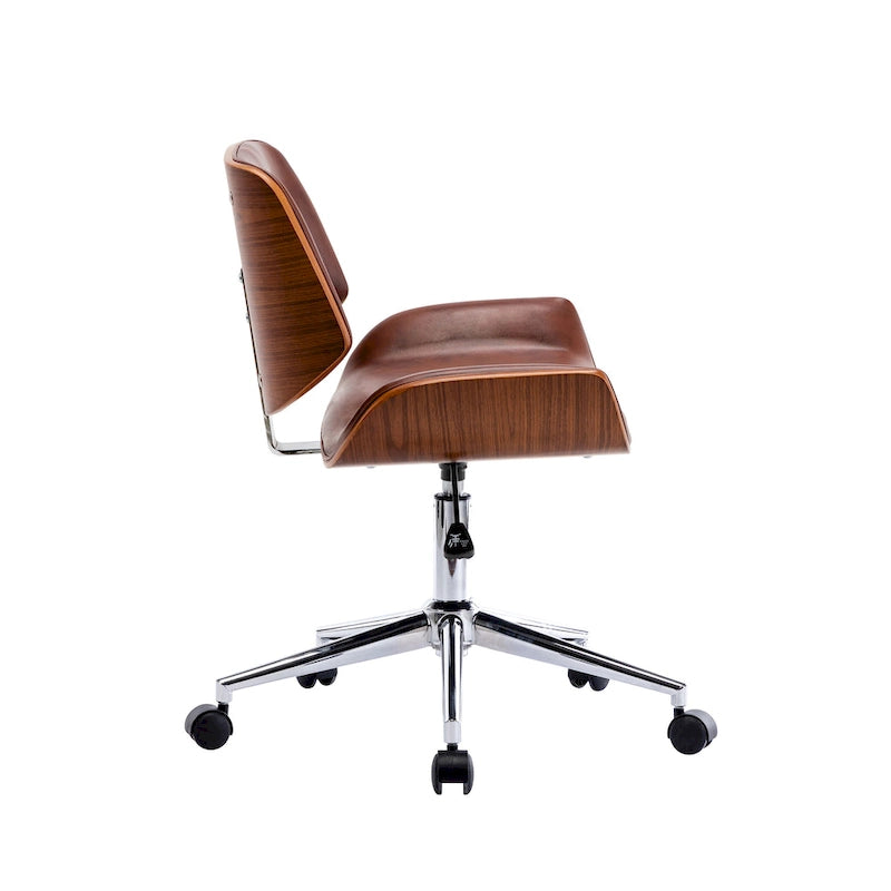 Mid-Century Faux Leather Office Chair with Adjustable Height and Swivel Base