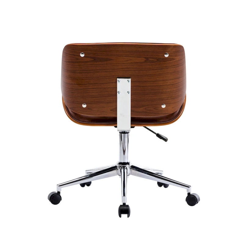 Mid-Century Faux Leather Office Chair with Adjustable Height and Swivel Base