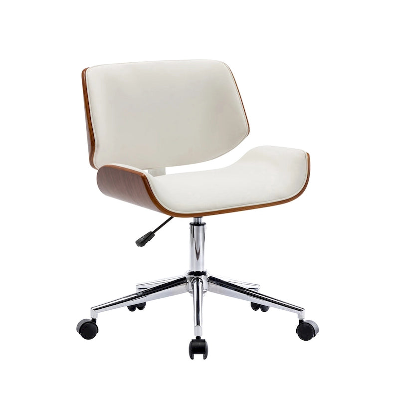Mid-Century Faux Leather Office Chair with Adjustable Height and Swivel Base