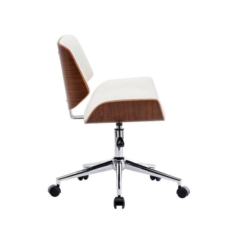Mid-Century Faux Leather Office Chair with Adjustable Height and Swivel Base