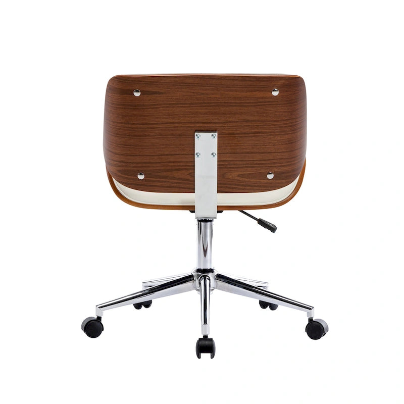 Mid-Century Faux Leather Office Chair with Adjustable Height and Swivel Base