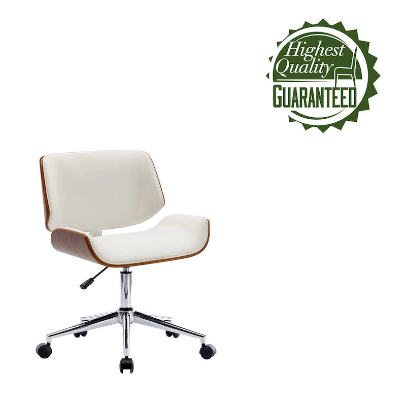 Mid-Century Faux Leather Office Chair with Adjustable Height and Swivel Base