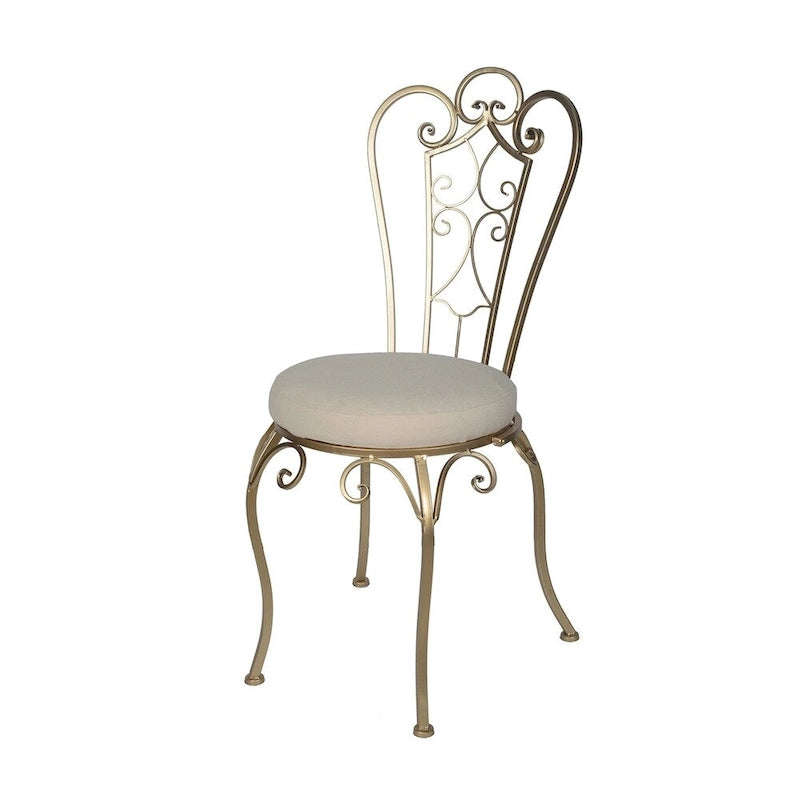 Gold-Tone Folding Accent Chair with Metal & Wood Frame