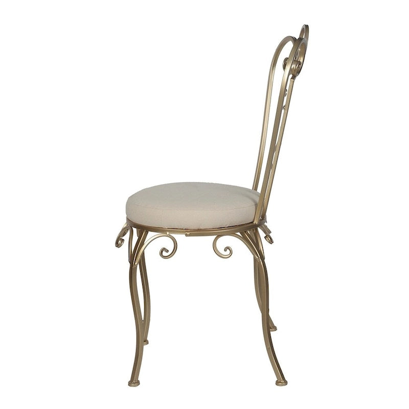 Gold-Tone Folding Accent Chair with Metal & Wood Frame