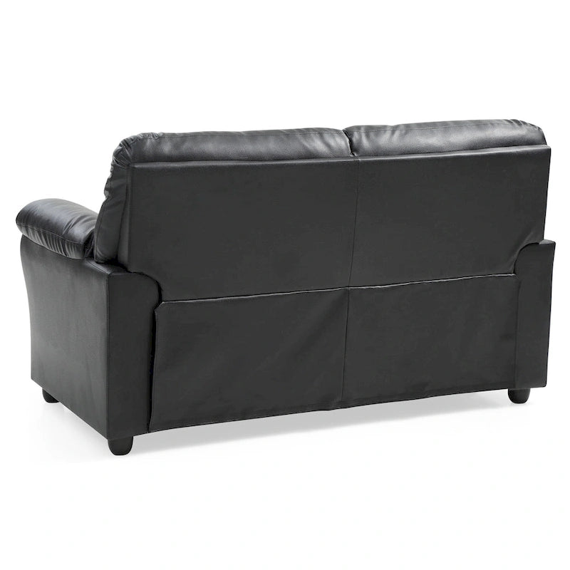 Contemporary Faux Leather Loveseat with Nailhead Trim and Pocket Coil Cushions
