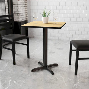 24" Square Laminate Table Top & Cast Iron X-Base