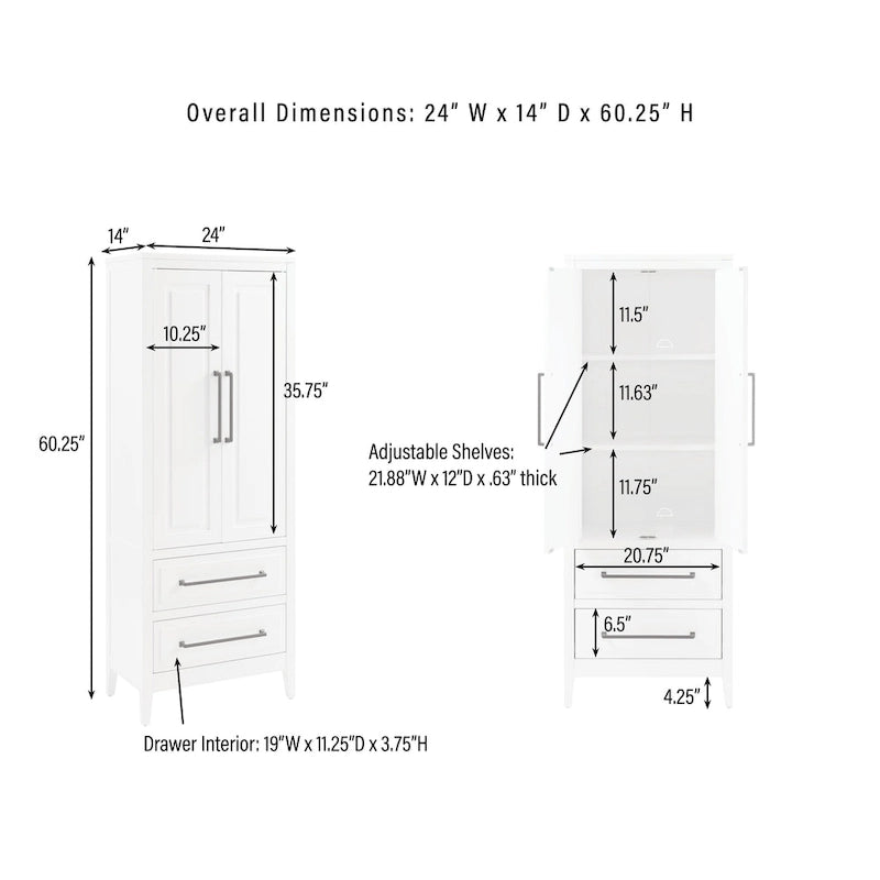 Freestanding Storage Pantry Cabinet with Adjustable Shelves & Drawers