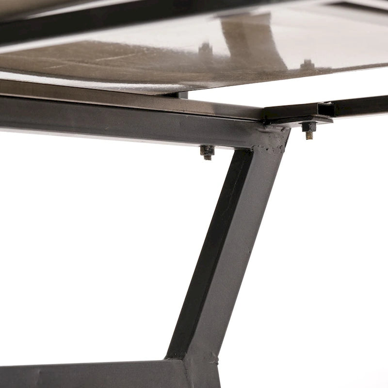 Matte Black Metal Writing Desk with 3 Drawers & Gold-Tone Handles