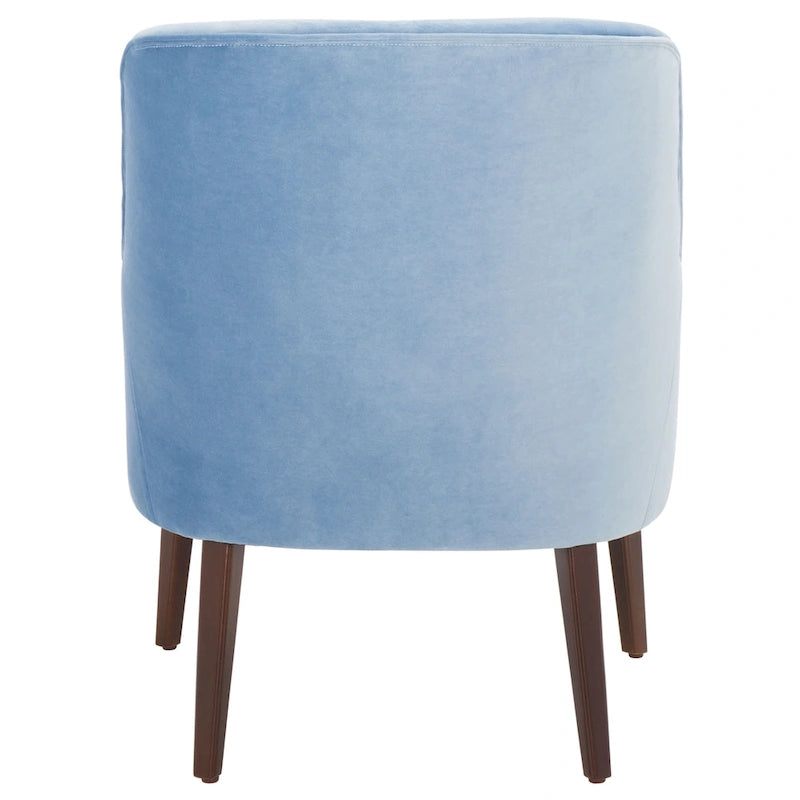 Velvet Upholstered Accent Chair with Tapered Walnut Legs
