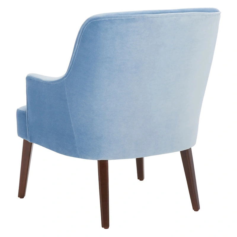 Velvet Upholstered Accent Chair with Tapered Walnut Legs