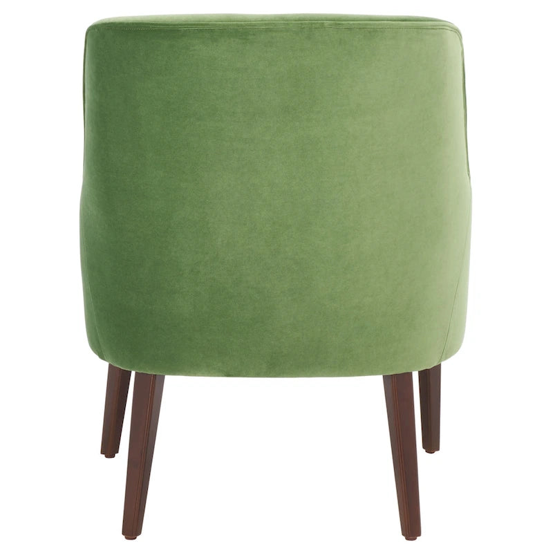 Velvet Upholstered Accent Chair with Tapered Walnut Legs