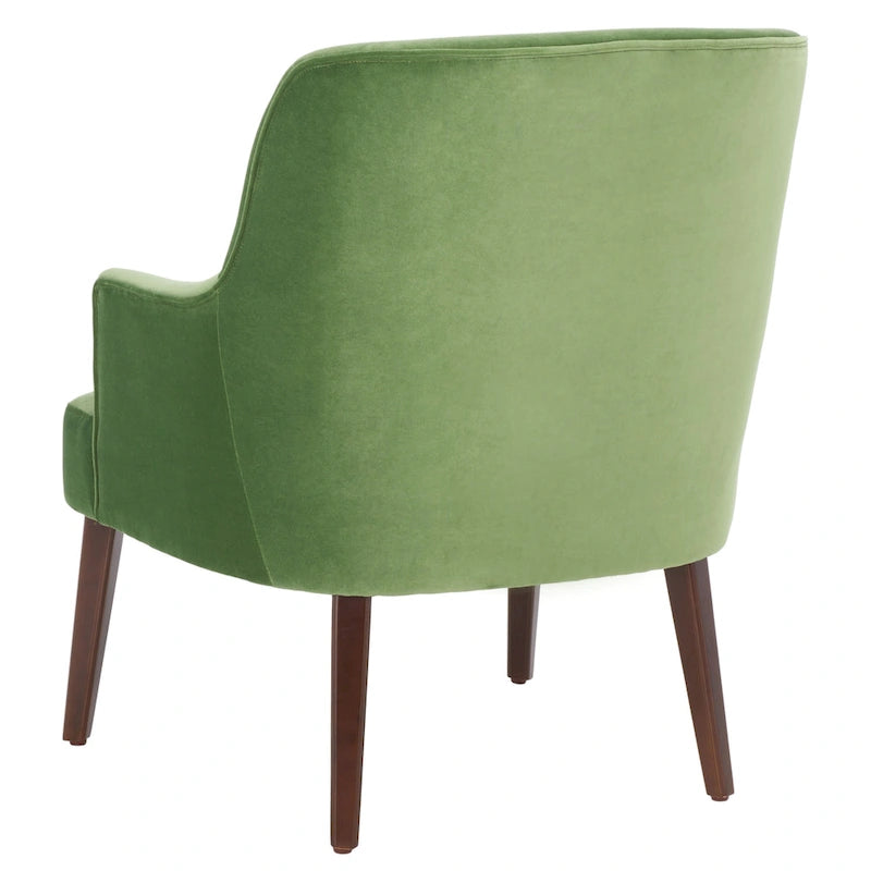 Velvet Upholstered Accent Chair with Tapered Walnut Legs