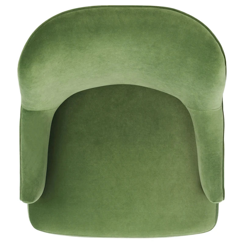 Velvet Upholstered Accent Chair with Tapered Walnut Legs