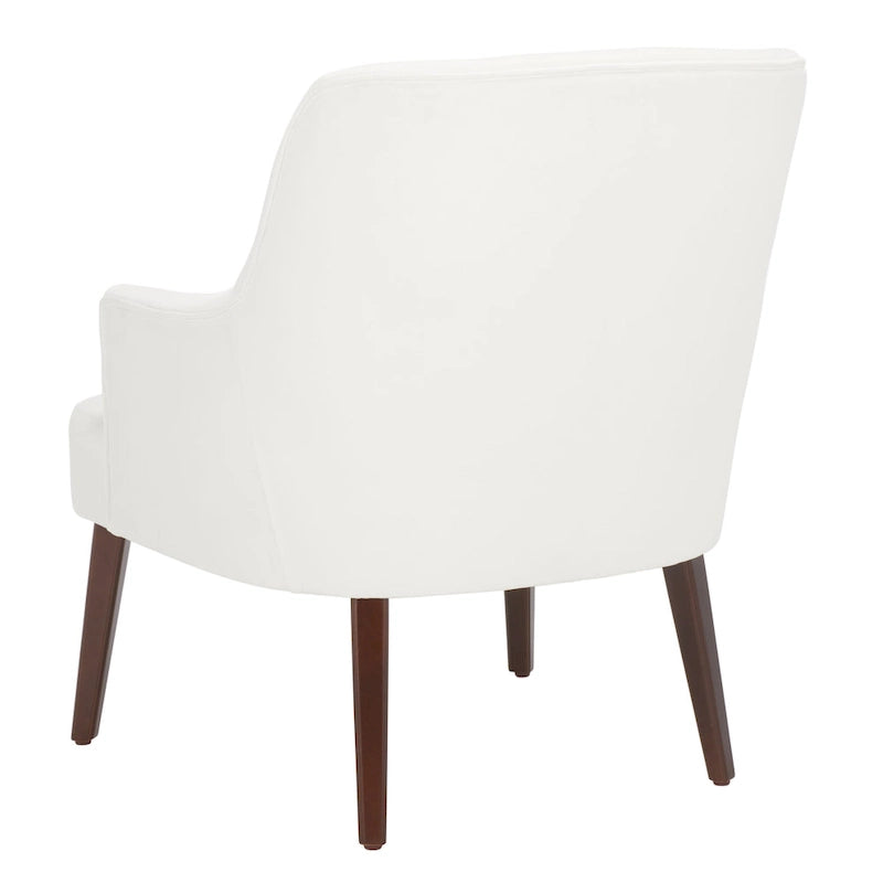 Velvet Upholstered Accent Chair with Tapered Walnut Legs