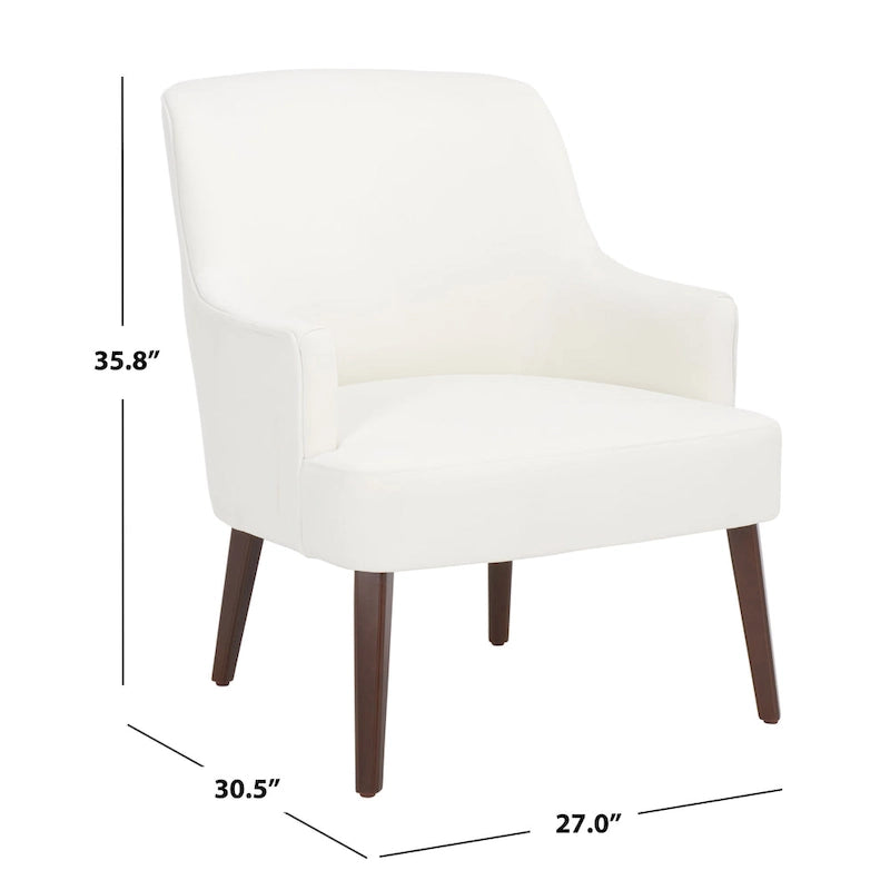 Velvet Upholstered Accent Chair with Tapered Walnut Legs