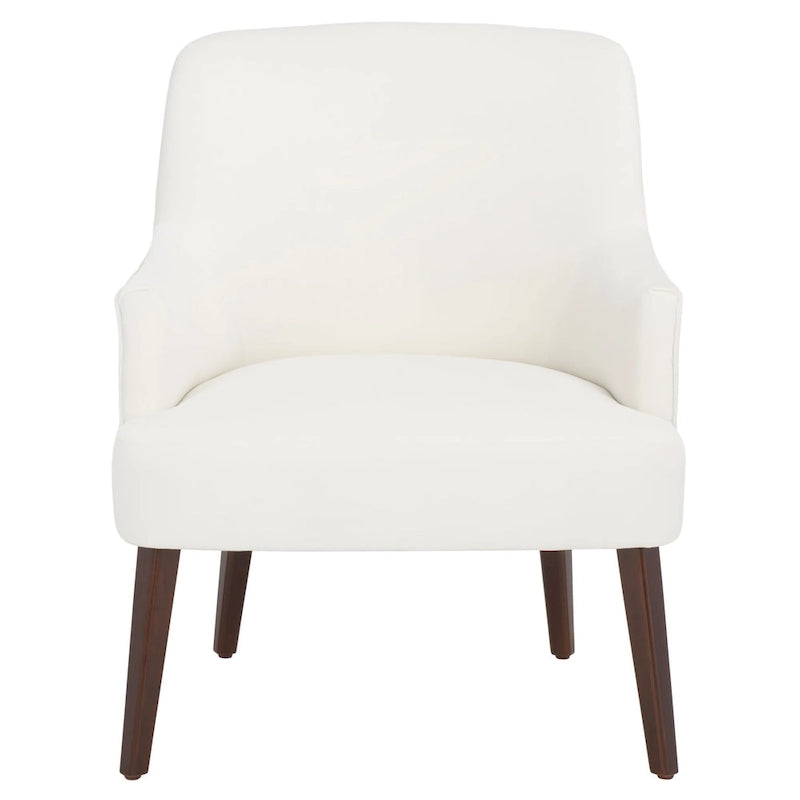 Velvet Upholstered Accent Chair with Tapered Walnut Legs