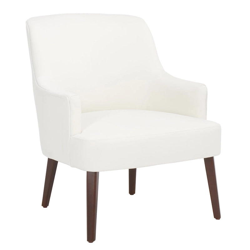 Velvet Upholstered Accent Chair with Tapered Walnut Legs