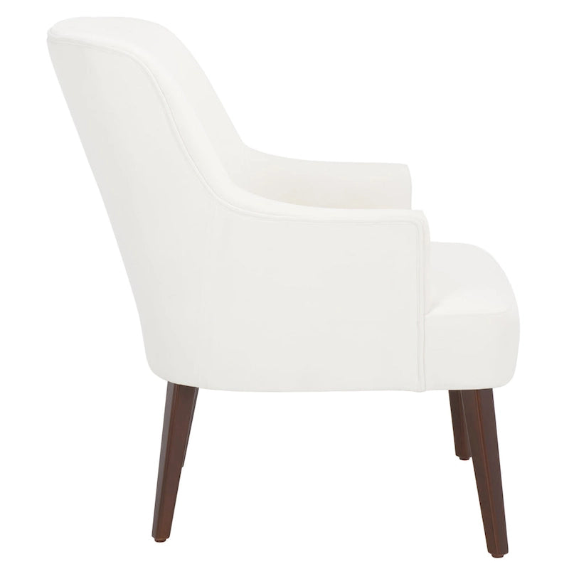 Velvet Upholstered Accent Chair with Tapered Walnut Legs