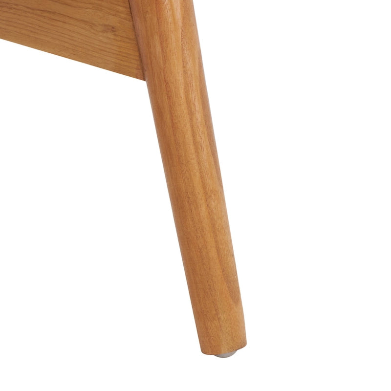 Retro Scandinavian Leather Woven Accent Chair with Natural Wood Frame