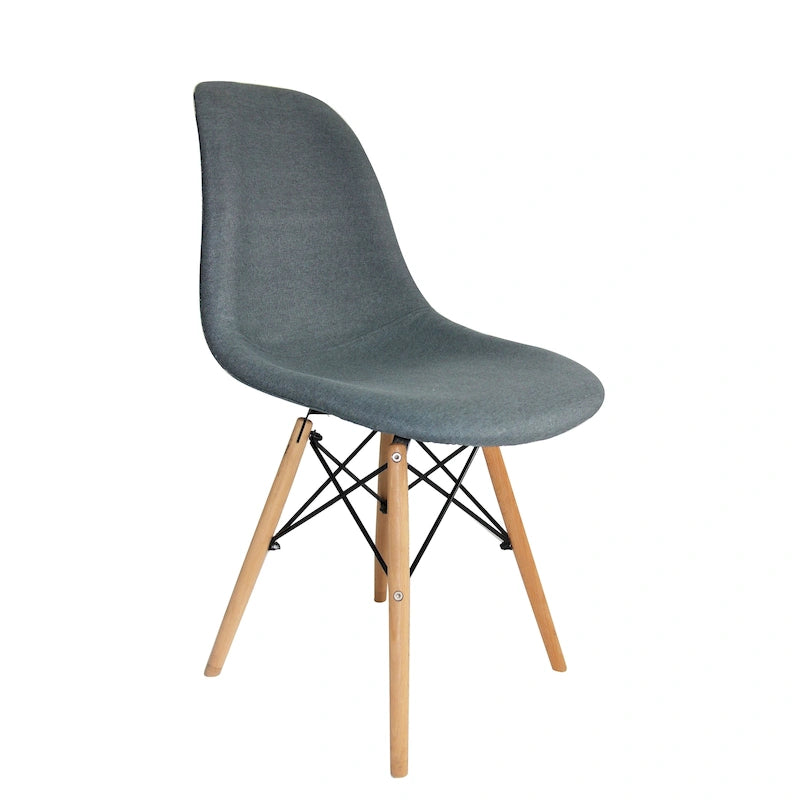 Mid-Century Modern Fabric Dining Chair with Beech Wood Legs