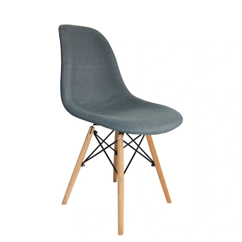 Mid-Century Modern Fabric Dining Chair with Beech Wood Legs